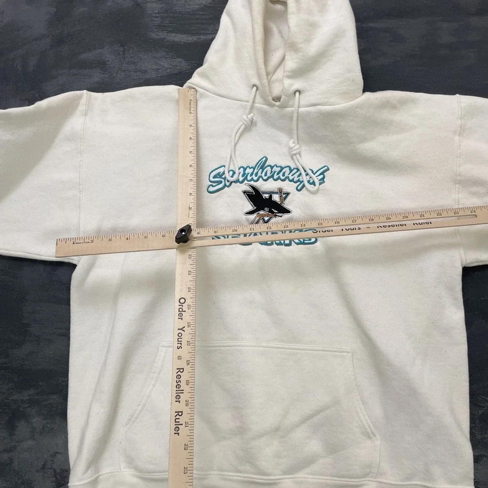 Vintage Scarborough Sharks hockey hoodie mens XL White 2000s y2k - Picture 7 of 10